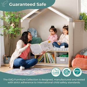 Kids Reading Nook with Storage Bench, Cubbies & Fabric Bins