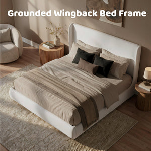 King Upholstered Wingback Storage Bed