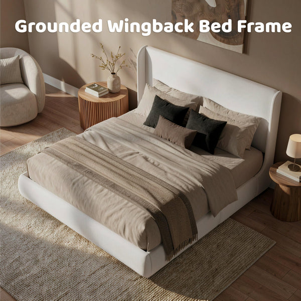 King Upholstered Wingback Storage Bed