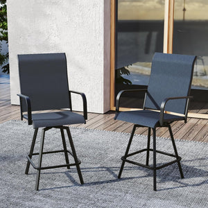 Outdoor Swivel Bar Stools Set of 2, Counter Height, Textilene Mesh
