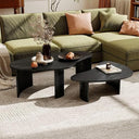 Nesting Coffee Tables Set of 2 – Oval Mid-Century Modern with Fluted Legs