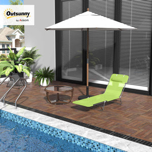 Folding Outdoor Chaise Lounge Chair with Pillow & Reclining Back