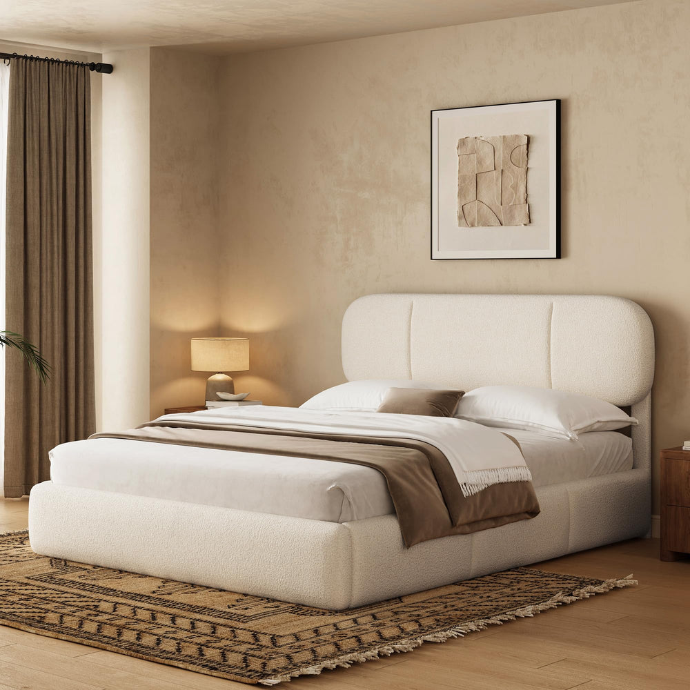 Upholstered Platform Bed Frame with Storage Drawers & LED Lights