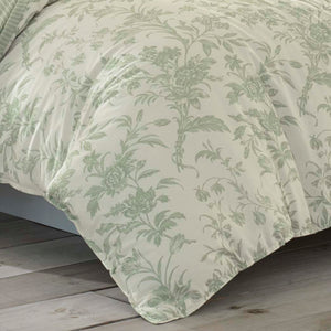 King Size Floral Toile Comforter Set – 7-Piece Cotton Bedding