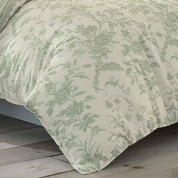 King Size Floral Toile Comforter Set – 7-Piece Cotton Bedding