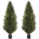 6FT Artificial Cedar Topiary Trees Set of 2 – UV-Resistant Outdoor Indoor Fake Potted Plants