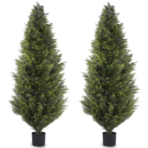 6FT Artificial Cedar Topiary Trees Set of 2 – UV-Resistant Outdoor Indoor Fake Potted Plants