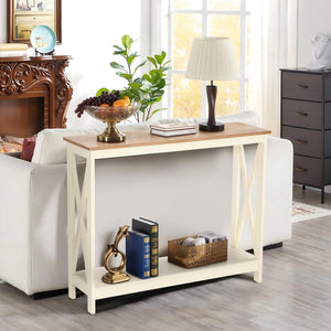 Narrow Console Table with X-Shape Design