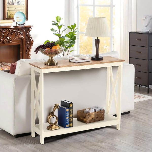 Narrow Console Table with X-Shape Design