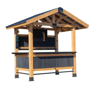 Cedar Wood Outdoor Bar Set with Galvanized Steel Roof