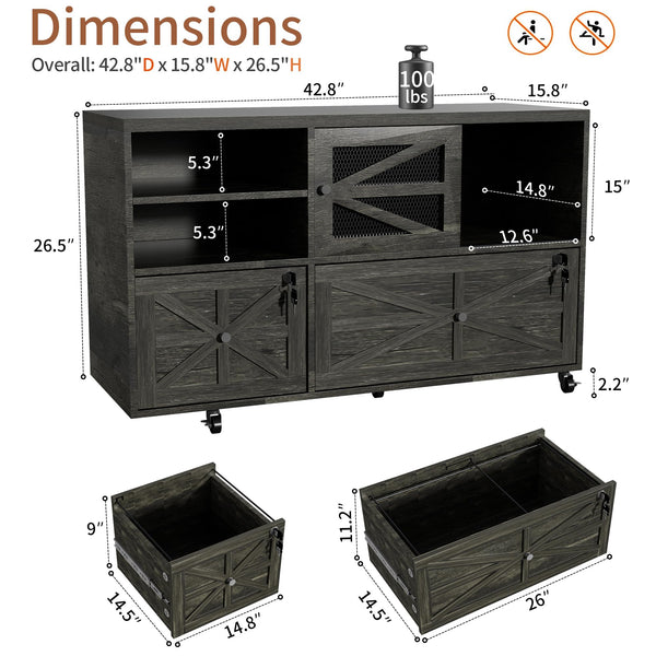 2-Drawer Lateral File Cabinet with Lock
