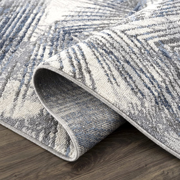 Palm Leaves Blue Grey Area Rug