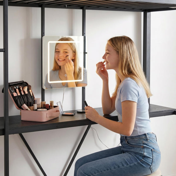 Twin Loft Bed with Desk, Vanity & Storage Drawers