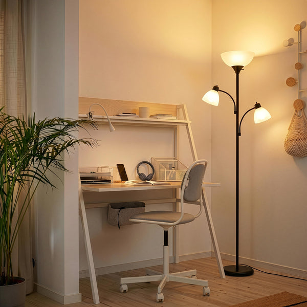 Sky Dome Double LED Torchiere Floor Lamp with Reading Arms