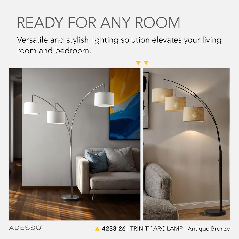 Triple Shade Arc Floor Lamp