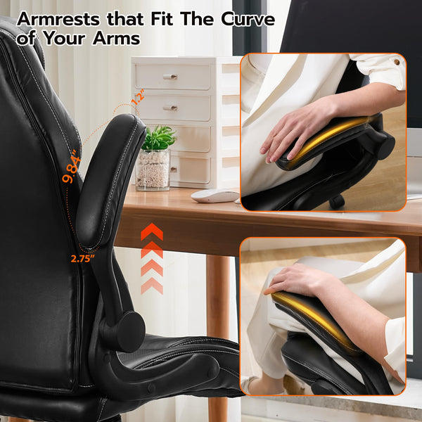 Ergonomic Office Chair with Flip-Up Arms & Adjustable Lumbar Support