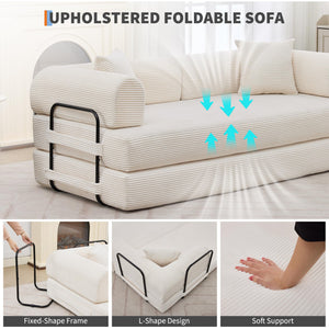 Convertible Sleeper Sofa Bed – Corduroy Folding Couch with Pillow