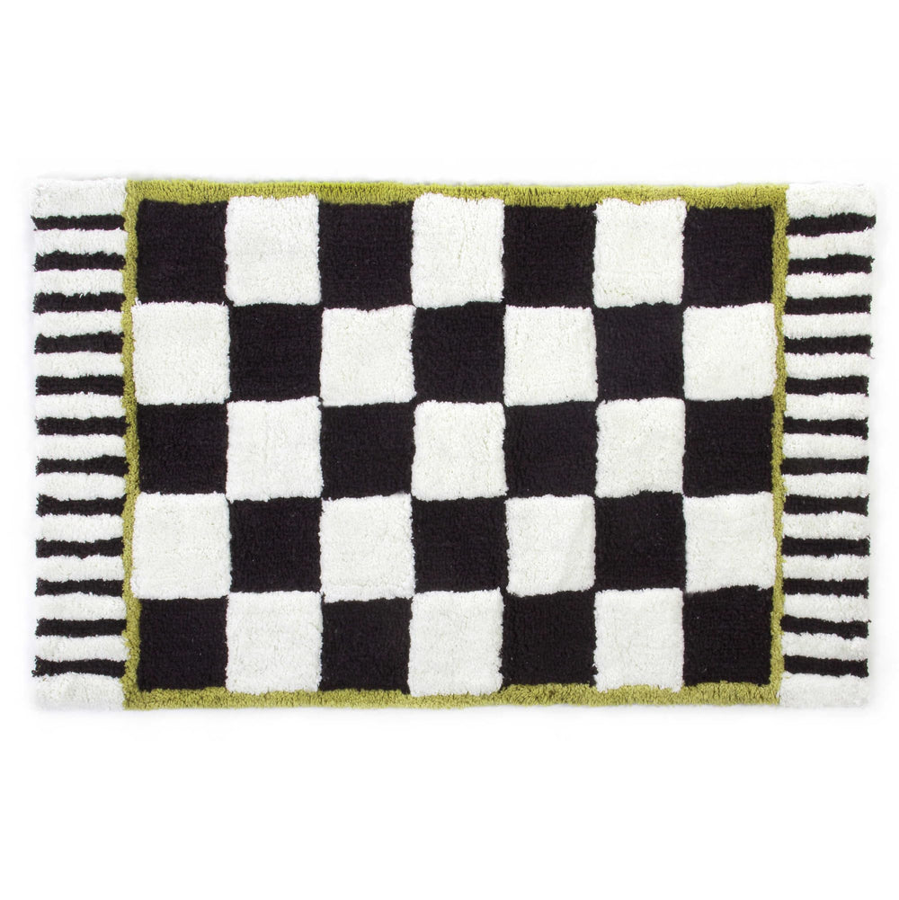 Cotton Bath Rug – Checkered Black & White, 21" x 34"