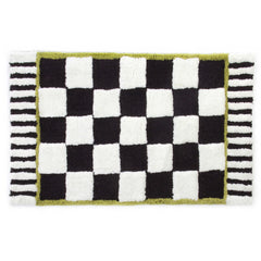 Cotton Bath Rug – Checkered Black & White, 21" x 34"