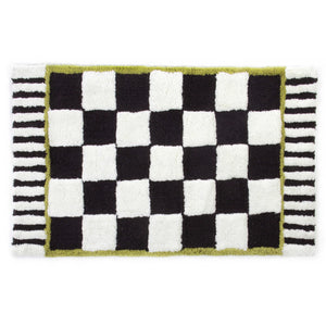 Cotton Bath Rug – Checkered Black & White, 21" x 34"
