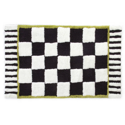 Cotton Bath Rug – Checkered Black & White, 21" x 34"