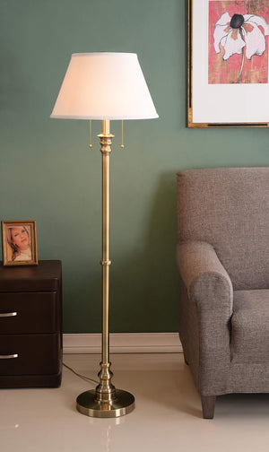 Dual-Light Pull Chain Floor Lamp – Art Deco Style, 59.5" Tall
