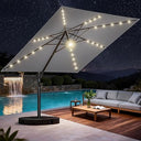 10 ft Square Cantilever Patio Umbrella with Solar Lights & Base