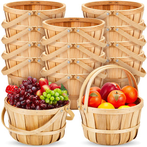 Round Wooden Farmers Market Baskets with Handle