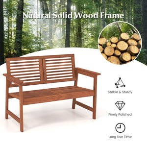 2-Person Outdoor Wood Patio Bench with Cushion