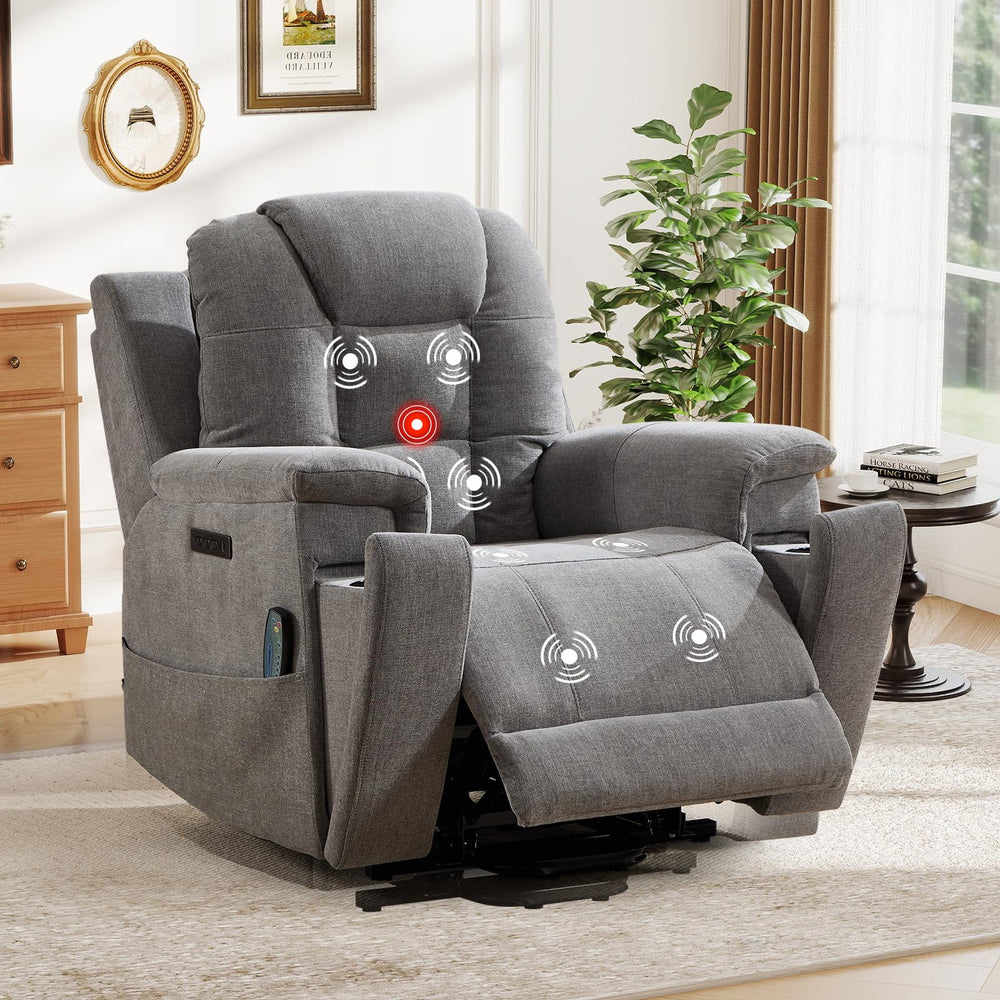 3-Motor Power Lift Recliner Chair with Massage, Heat & Lay Flat