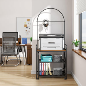 Large Printer Stand with 3-Tier Storage Shelf and Wheels