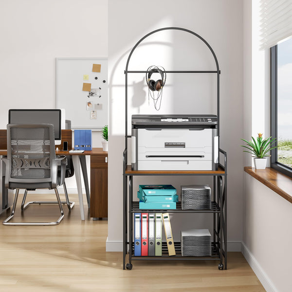 Large Printer Stand with 3-Tier Storage Shelf and Wheels