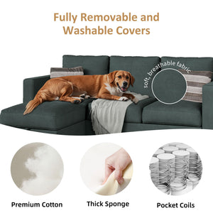 L-Shaped Sectional Sofa with Reversible Storage Ottoman