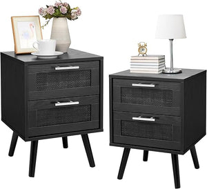 Rattan Nightstand with 2 Drawers