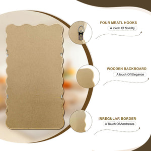 Boho Wavy Wood Floor Mirror