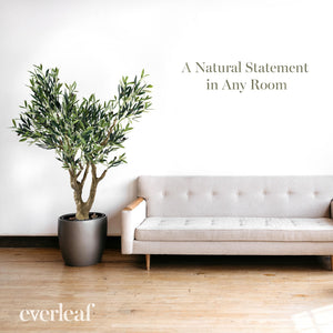 4.5 ft Artificial Olive Tree with Pot – Real Touch Indoor Faux Tree