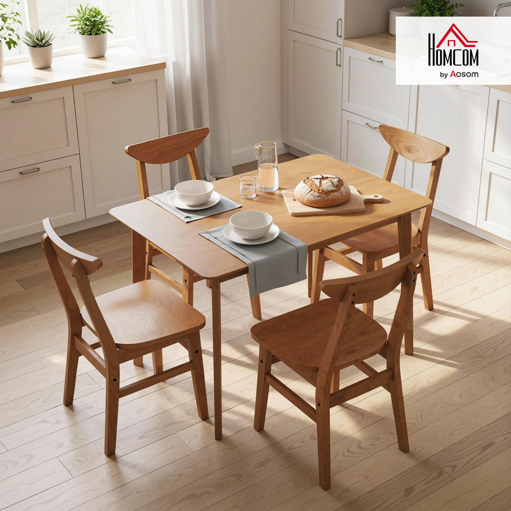 5-Piece Farmhouse Solid Wood Dining Table and Chair Set for 4