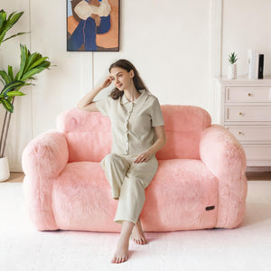 Giant Bean Bag Chair – Fluffy Faux Fur Loveseat Floor Sofa