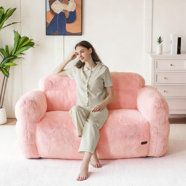 Giant Bean Bag Chair – Fluffy Faux Fur Loveseat Floor Sofa