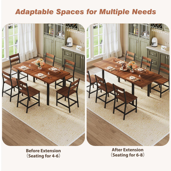 7-Piece Extendable Dining Table Set with 6 Chairs