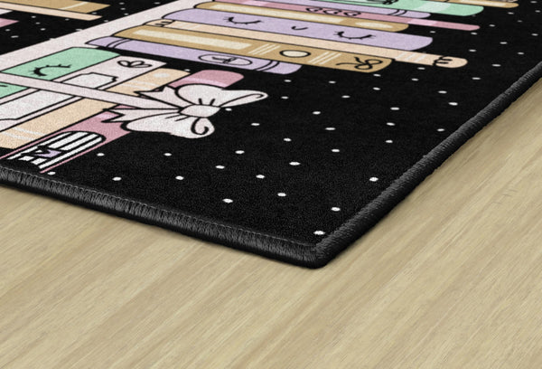 Bookshelf with Dots Educational Area Rug — 5' x 7'6" | Kids Classroom & Playroom