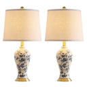 Chinoiserie Ceramic Table Lamp Set of 2 with LED Bulbs