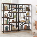 Industrial 5-Tier Etagere Bookcase with 9 Open Shelves, 2-Pack