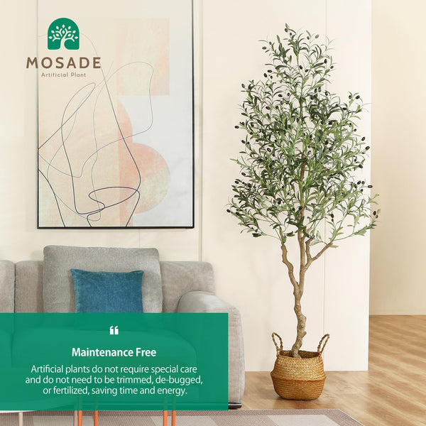 Artificial Olive Tree with Seagrass Basket – 7 Feet