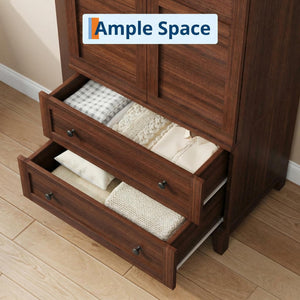 72" Armoire Wardrobe with Drawers & Adjustable Shelves – Walnut