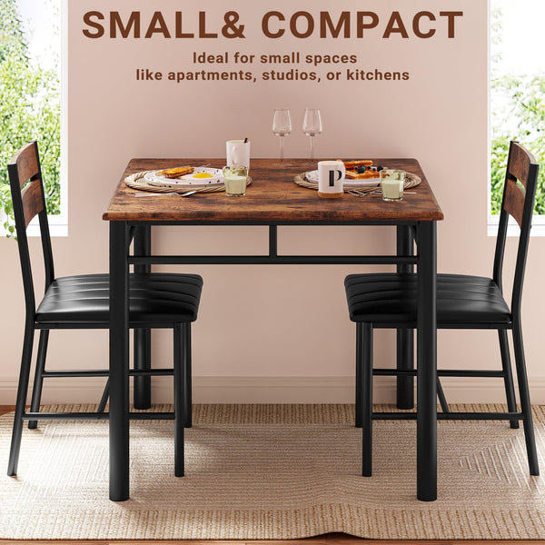 2-Person Dining Table Set with Upholstered Chairs