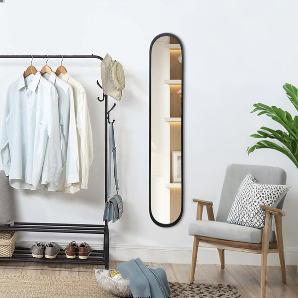Full Length Oval Wall Mirror with Metal Frame