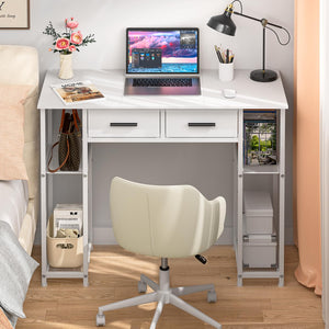 Computer Desk with Drawers and Storage Shelves