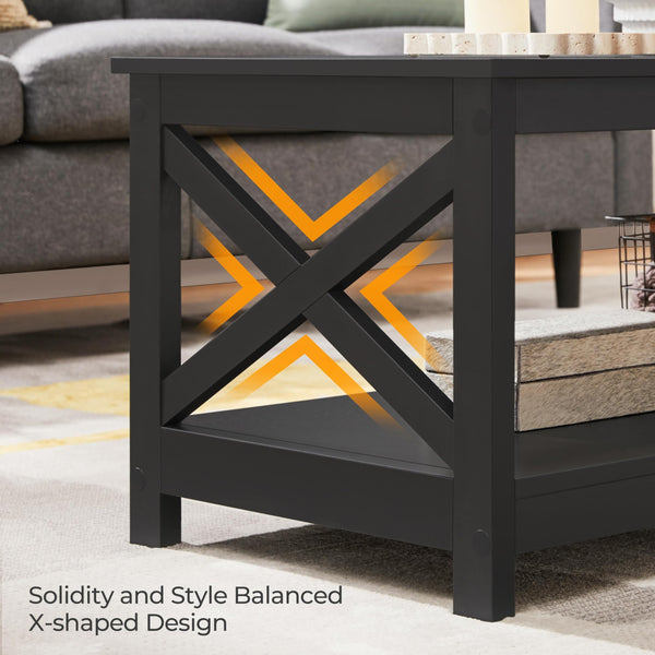2-Tier Coffee Table with Storage Shelf