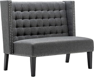 Upholstered Loveseat Bench with Back – Diamond Tufted Sofa Settee